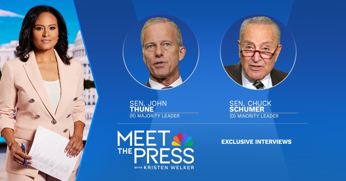 Senate leaders Schumer and Thune at press conference