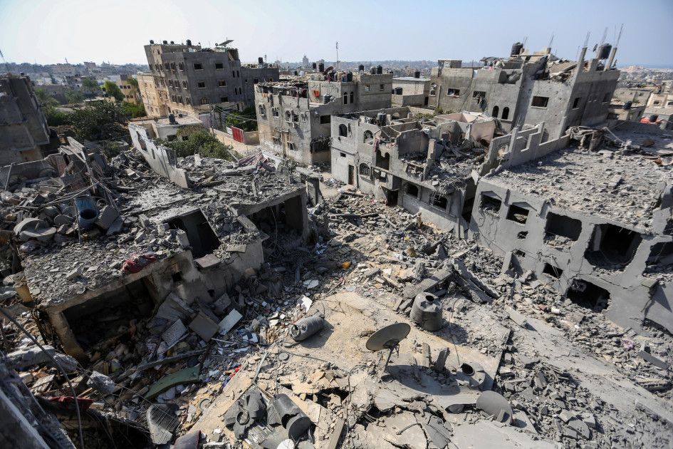 Gaza Strip destruction aerial view bombed buildings