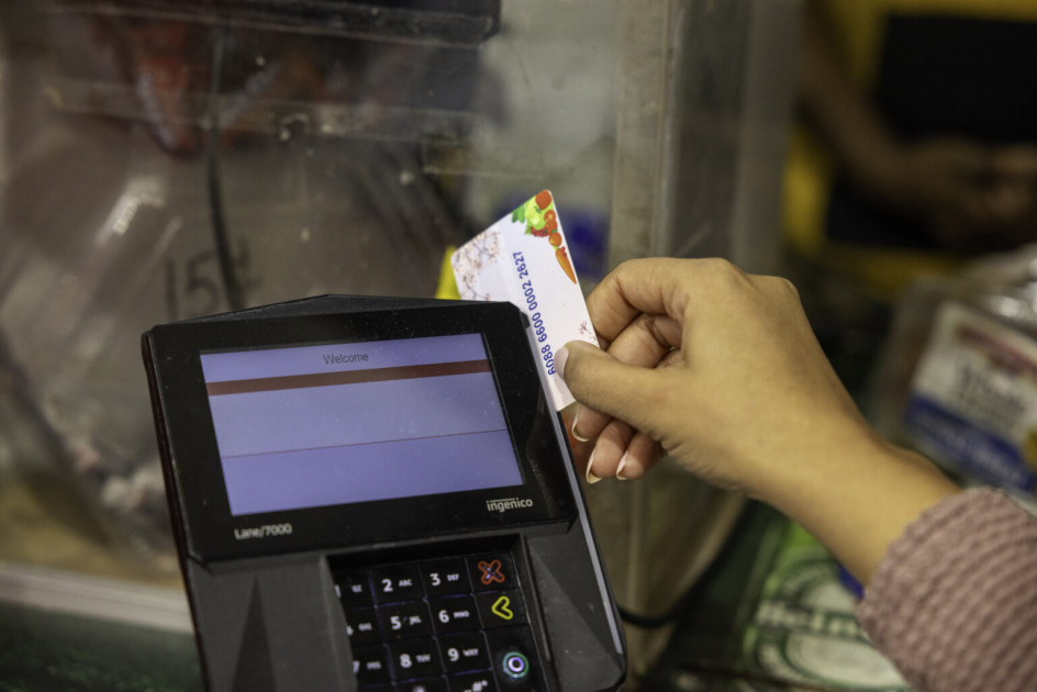 SNAP EBT card at a grocery checkout