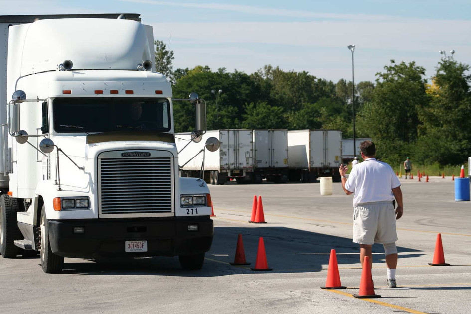 commercial truck driver on interstate highway