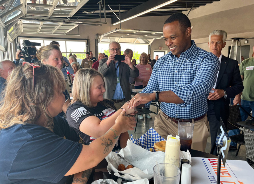 Daniel Cameron speaking at a campaign event