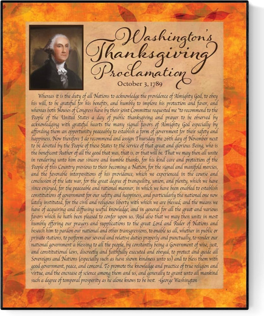 George Washington presidential portrait Thanksgiving proclamation