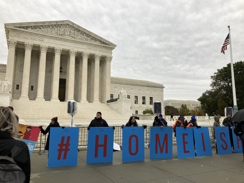 DACA recipients rallying in front of the Supreme Court