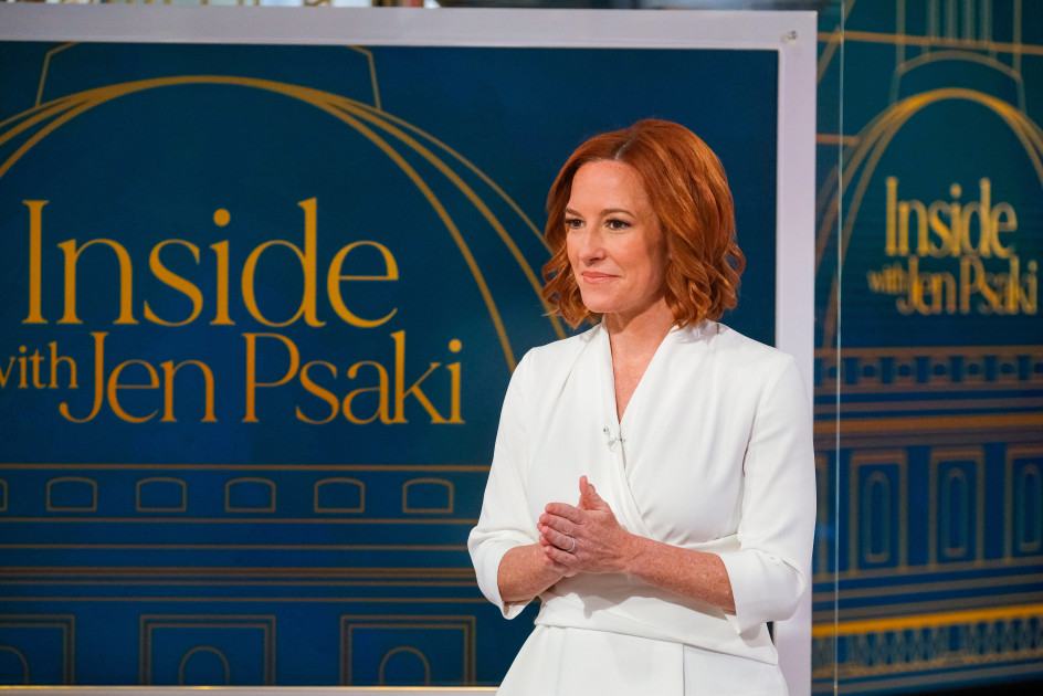 MSNBC host Jen Psaki on her show set