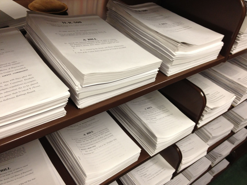 legislative bills stacked papers