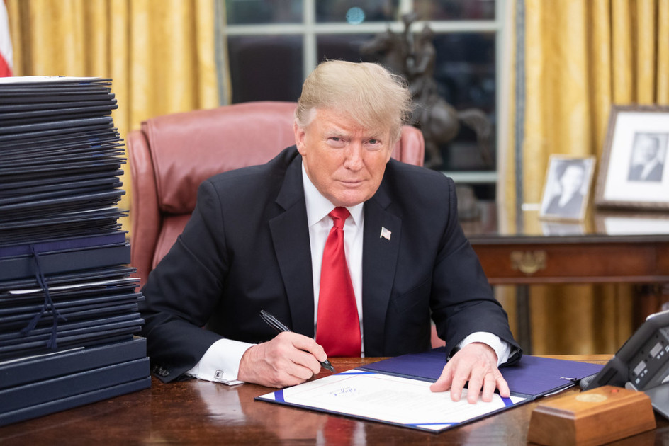 President Trump Oval Office desk signing