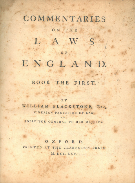 William Blackstone Commentaries on the Laws of England