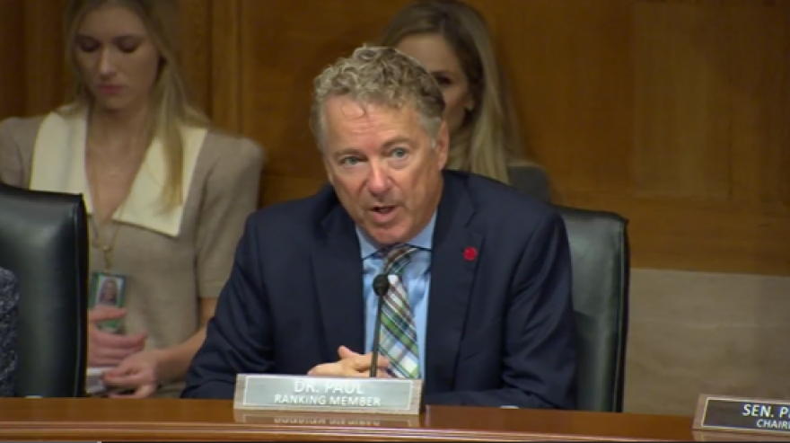 Senator Rand Paul at a committee hearing