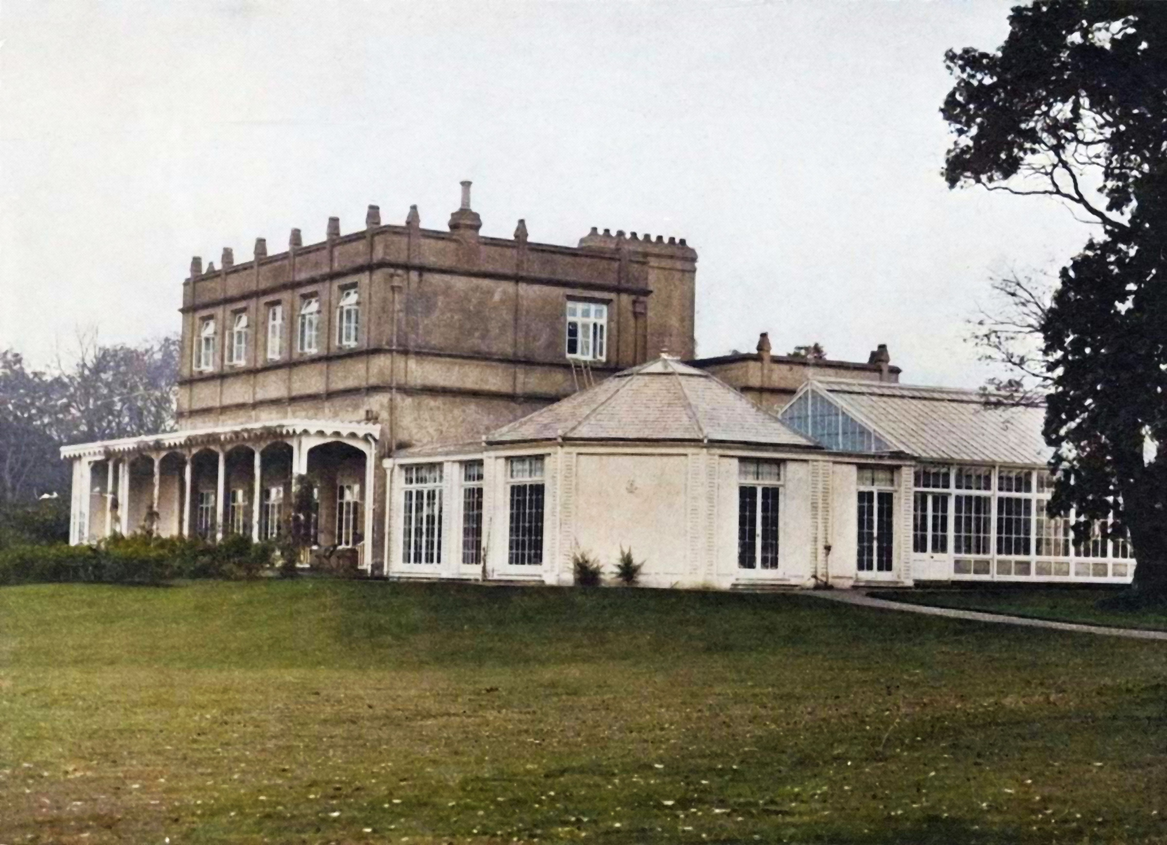 A wide shot of the entrance to the Royal Lodge at Windsor