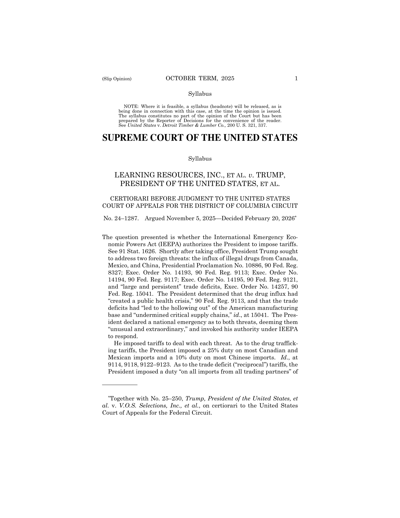 Federalist Papers with modern tariff policy documents and Supreme Court ruling